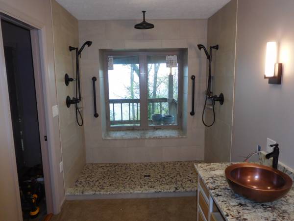 Asheville Bathroom New shower with a window seat