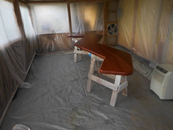 Keys Kitchen Bartop stained and varnished