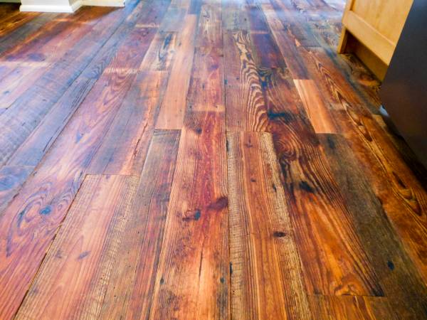 Reclaimed Pine Flooring and Shelves 